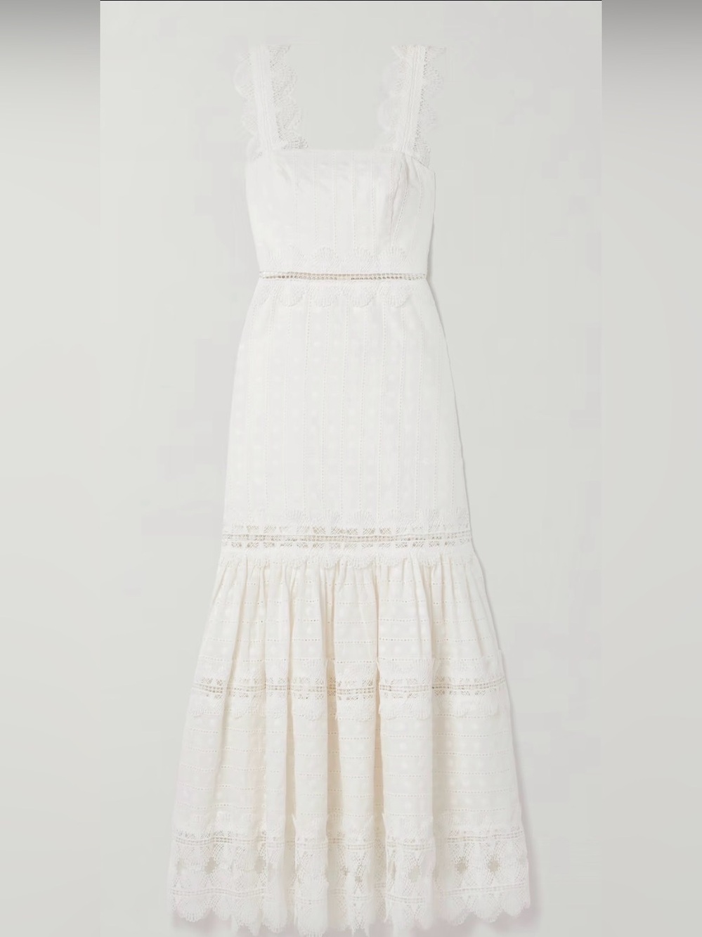 Waimari White Lace-Trimmed Broderie Ibiza Cotton-Poplin Midi Dress Large - Picture 4 of 12